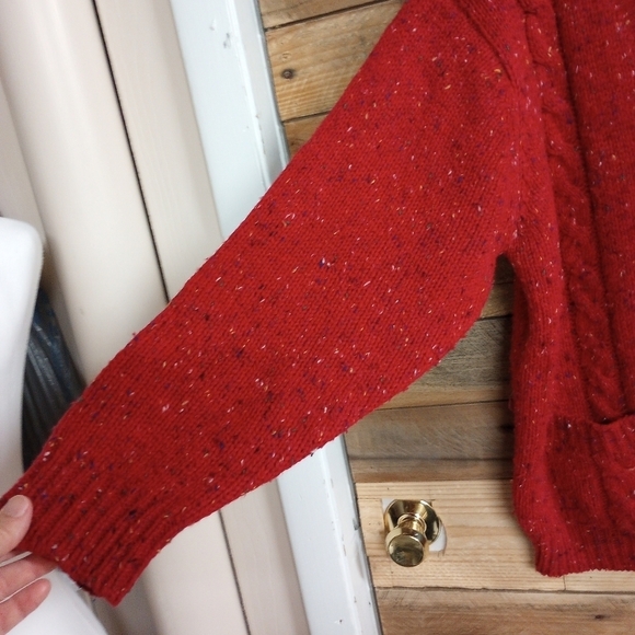 Vintage Red Button Front Cardigan with Pockets Wool Blend by Amanda Scott 1X - Picture 7 of 11